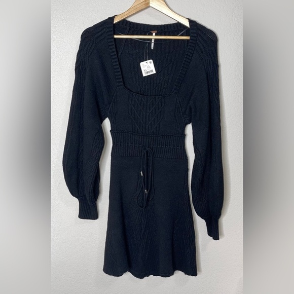NWT Free People Emmaline Mini Sweater Dress Black Size XS - Picture 4 of 10
